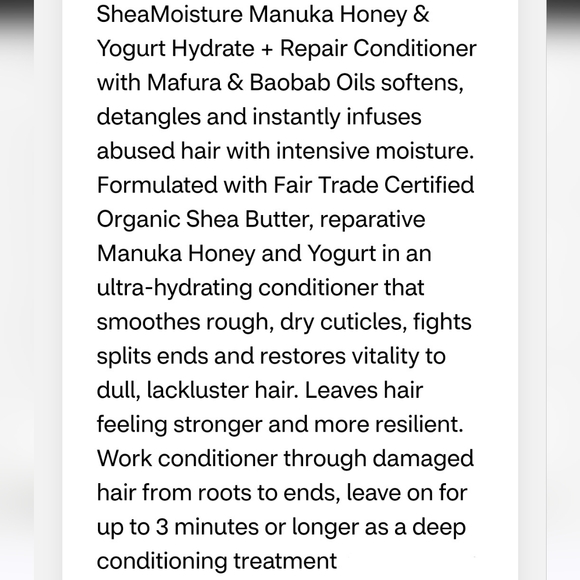 SheaMoisture Manuka Honey & Yogurt Hydrate & Repair Shampoo & Conditioner - Picture 11 of 12